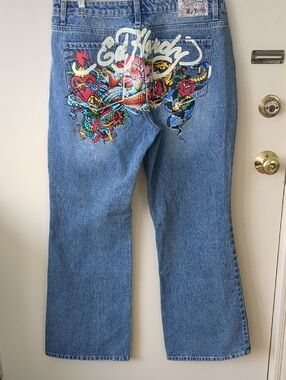 NWT Ed Hardy Koi Painted Denim Jeans, Size 32